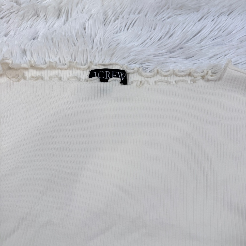 J crew long sleeve Vintage rib boatneck T-shirt with lettuce trim - Picture 3 of 8